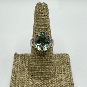 Gems en Vogue Prasiolite and White Gemstone Ring